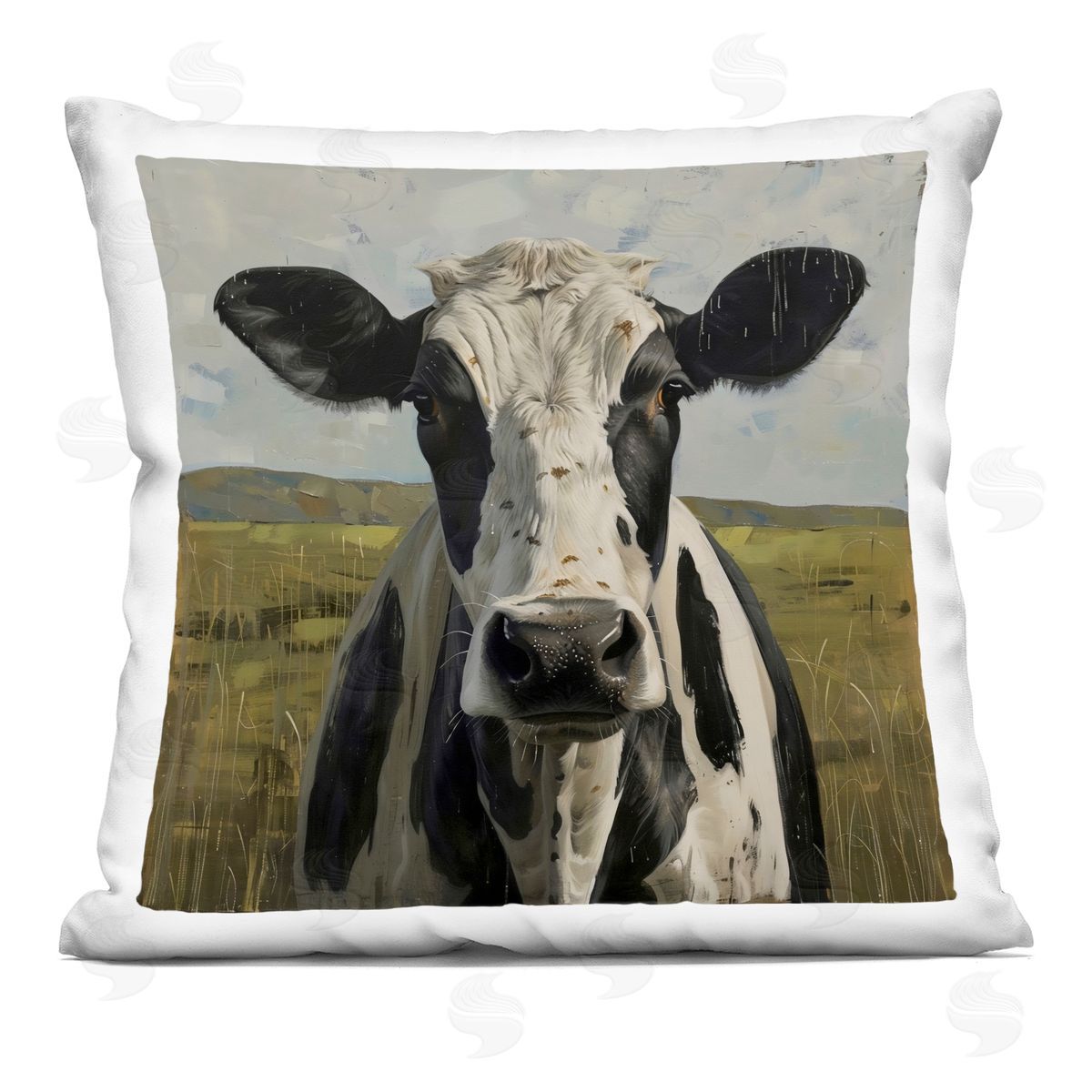 LSR Creative Studio Spotted Cow in Pasture Plush Polyester Art Print Pillow