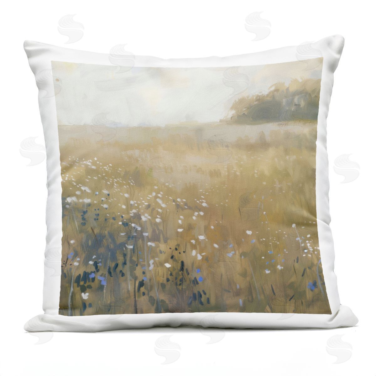 LSR Creative Studio Neutral Wildflower Field Plush Polyester Art Print Pillow