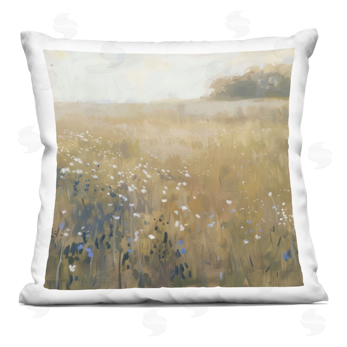 LSR Creative Studio Neutral Wildflower Field Plush Polyester Art Print Pillow