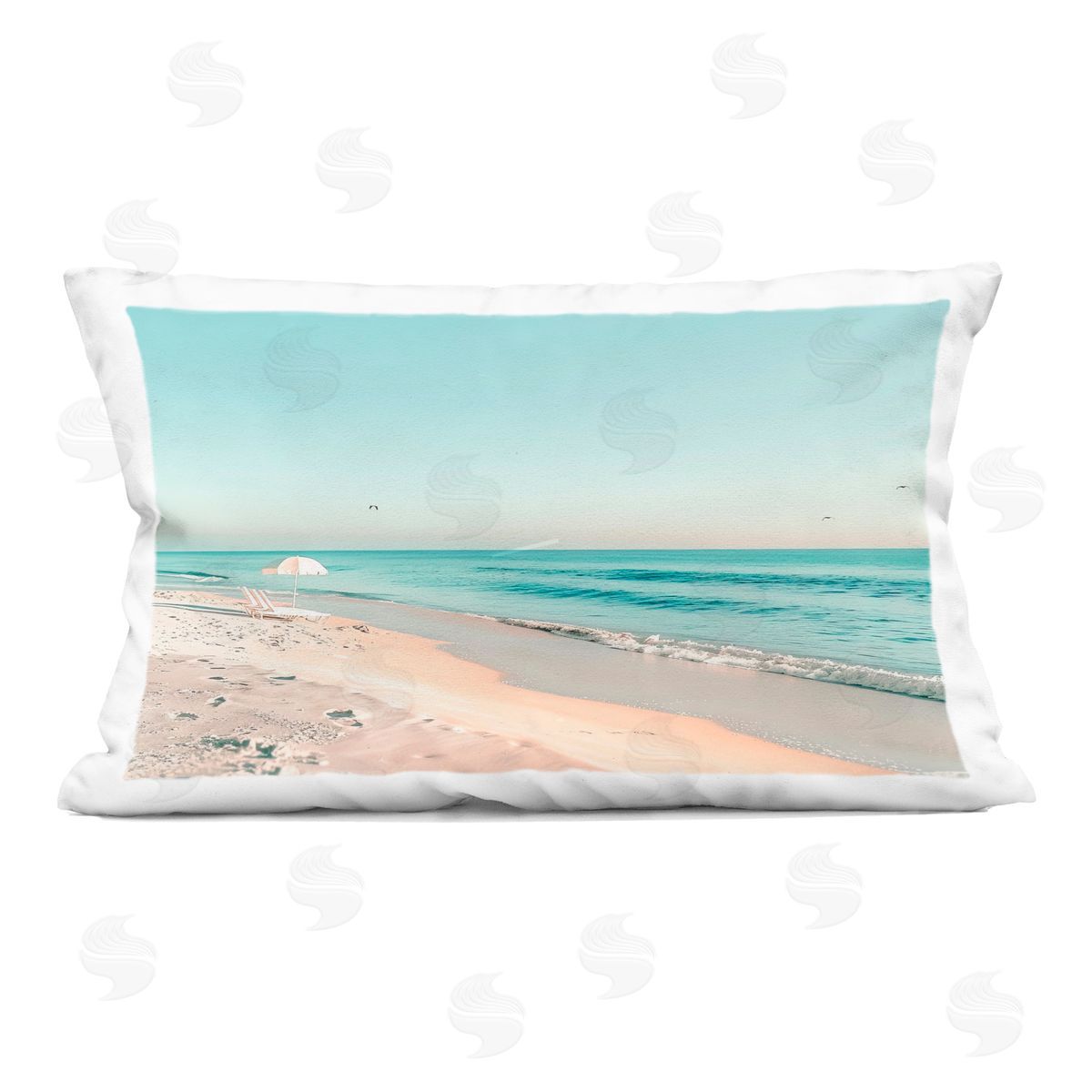 Lazar Studio Sunlit Shoreline Horizon Plush Polyester Art Print Pillow