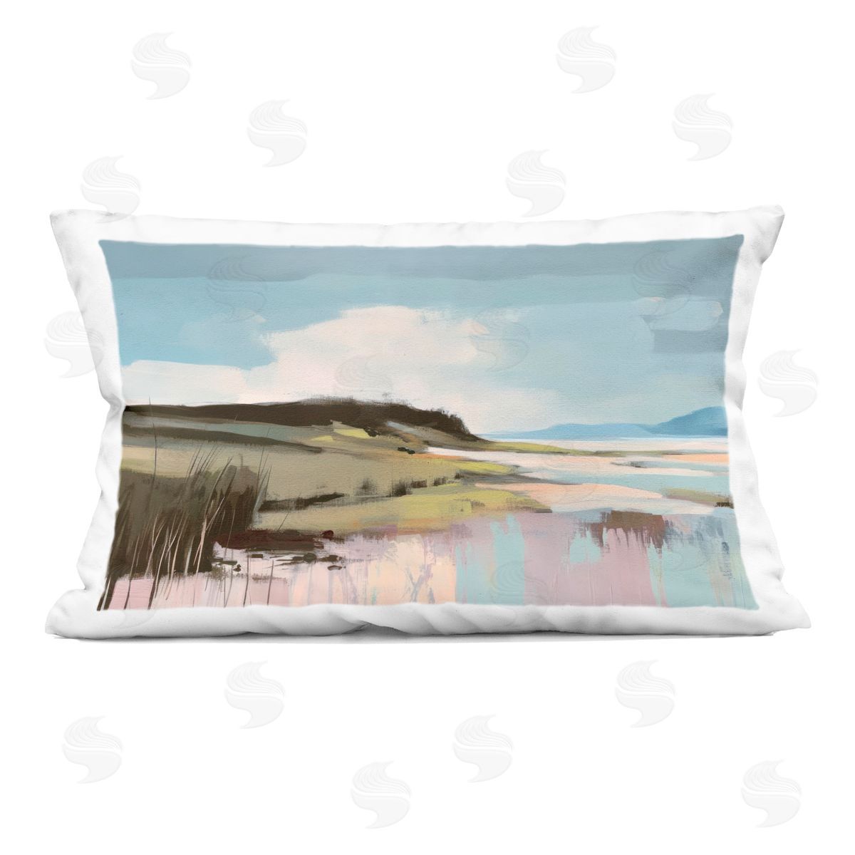 Elara Yasna Modern Verdant Waters Plush Polyester Art Print Pillow