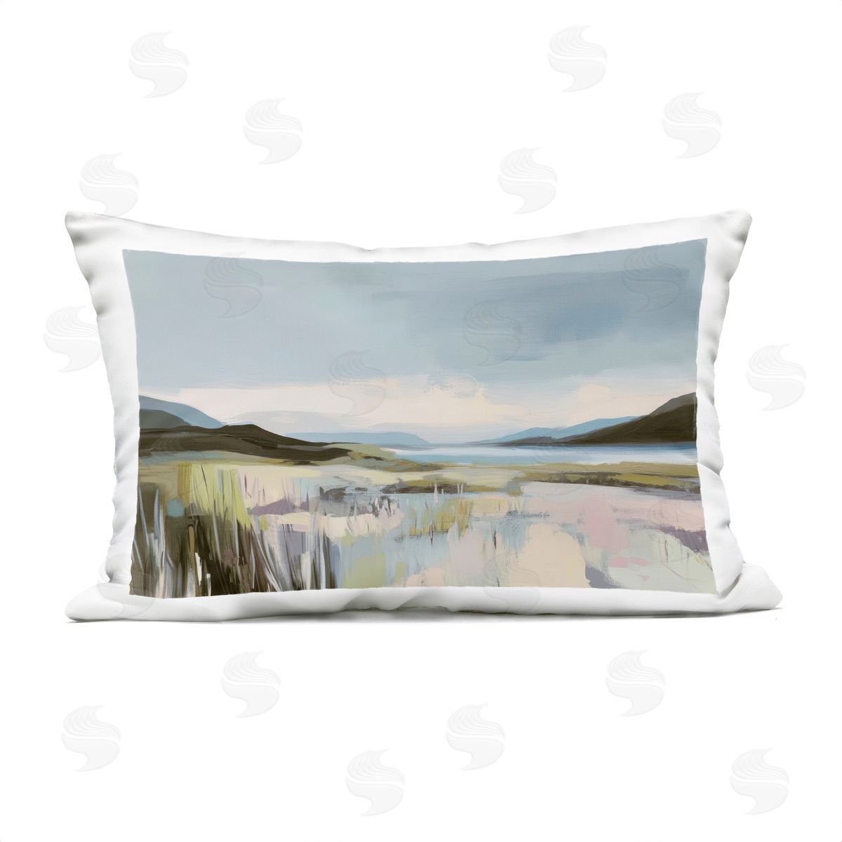 Elara Yasna Verdant Coast Landscape Plush Polyester Art Print Pillow