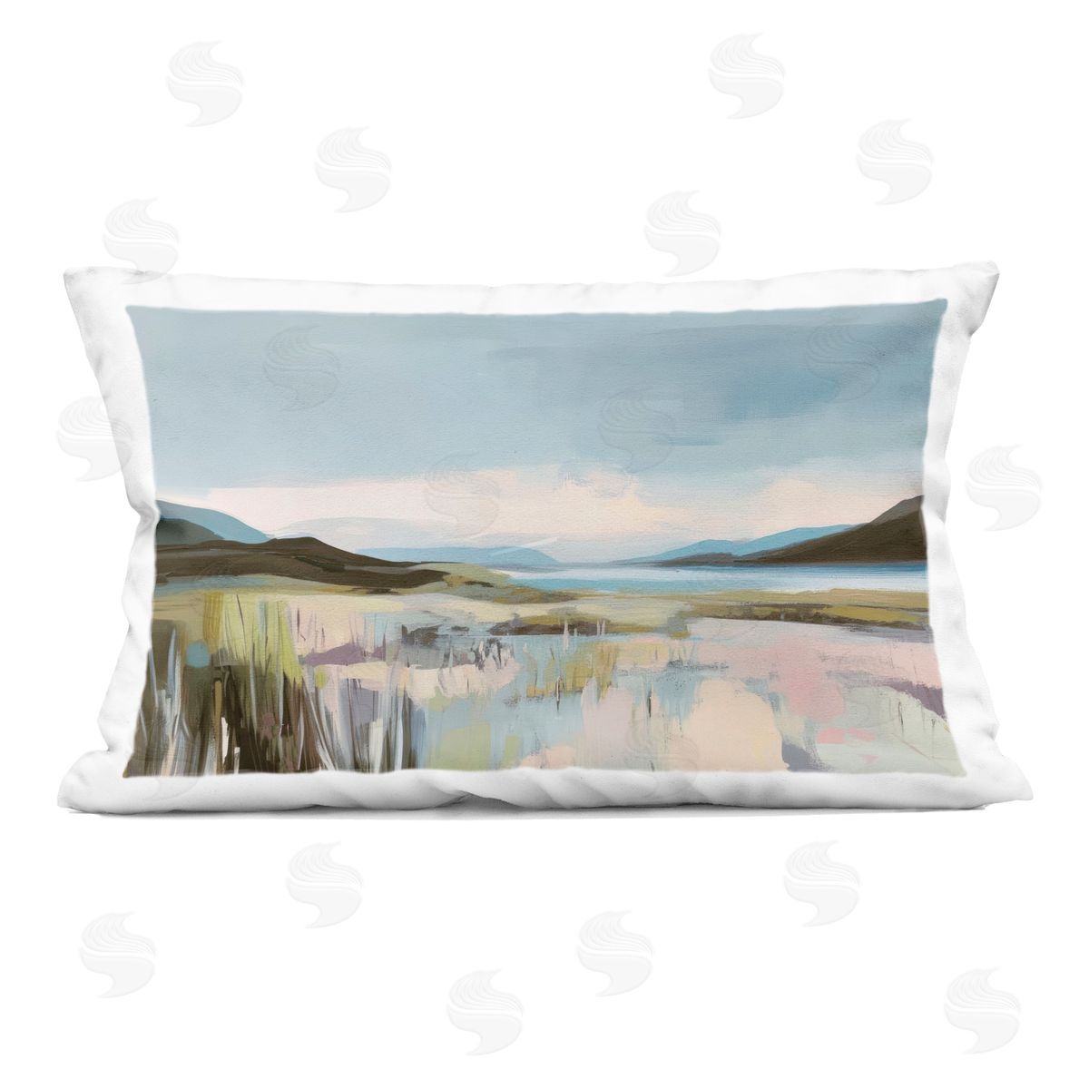 Elara Yasna Verdant Coast Landscape Plush Polyester Art Print Pillow