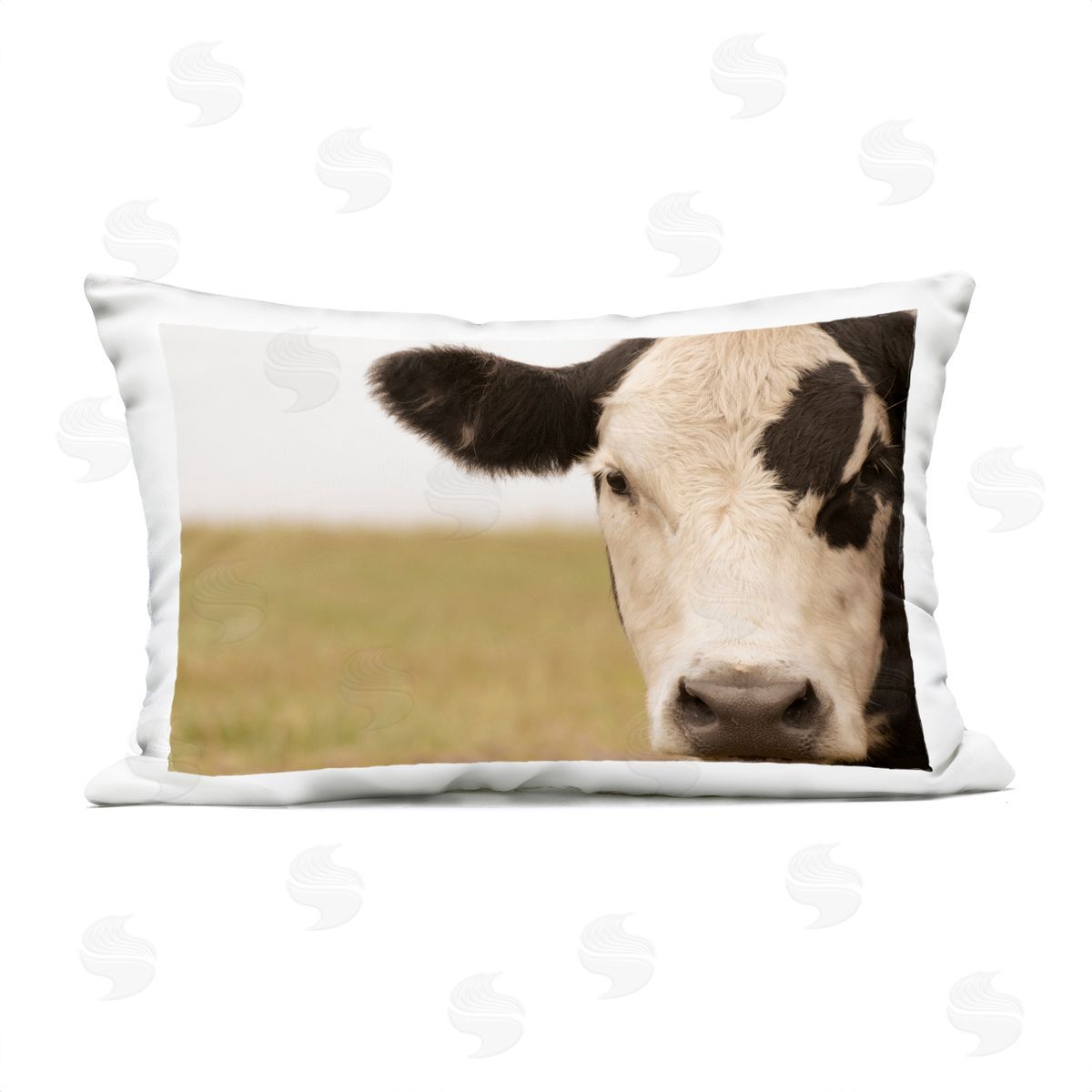J:L Design Rustic Cow Stare Plush Polyester Art Print Pillow