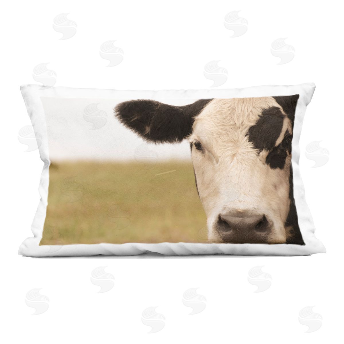 J:L Design Rustic Cow Stare Plush Polyester Art Print Pillow