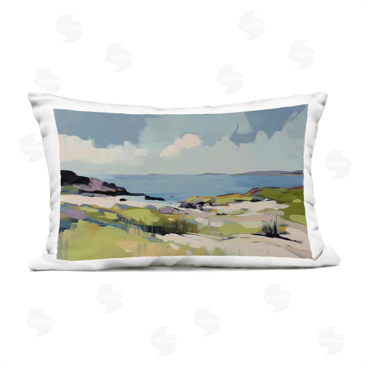 Elara Yasna Coastal Green Breeze Plush Polyester Art Print Pillow