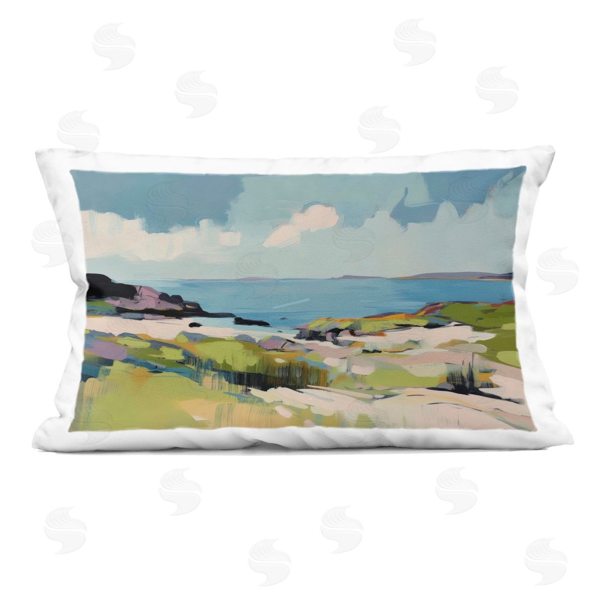 Elara Yasna Coastal Green Breeze Plush Polyester Art Print Pillow