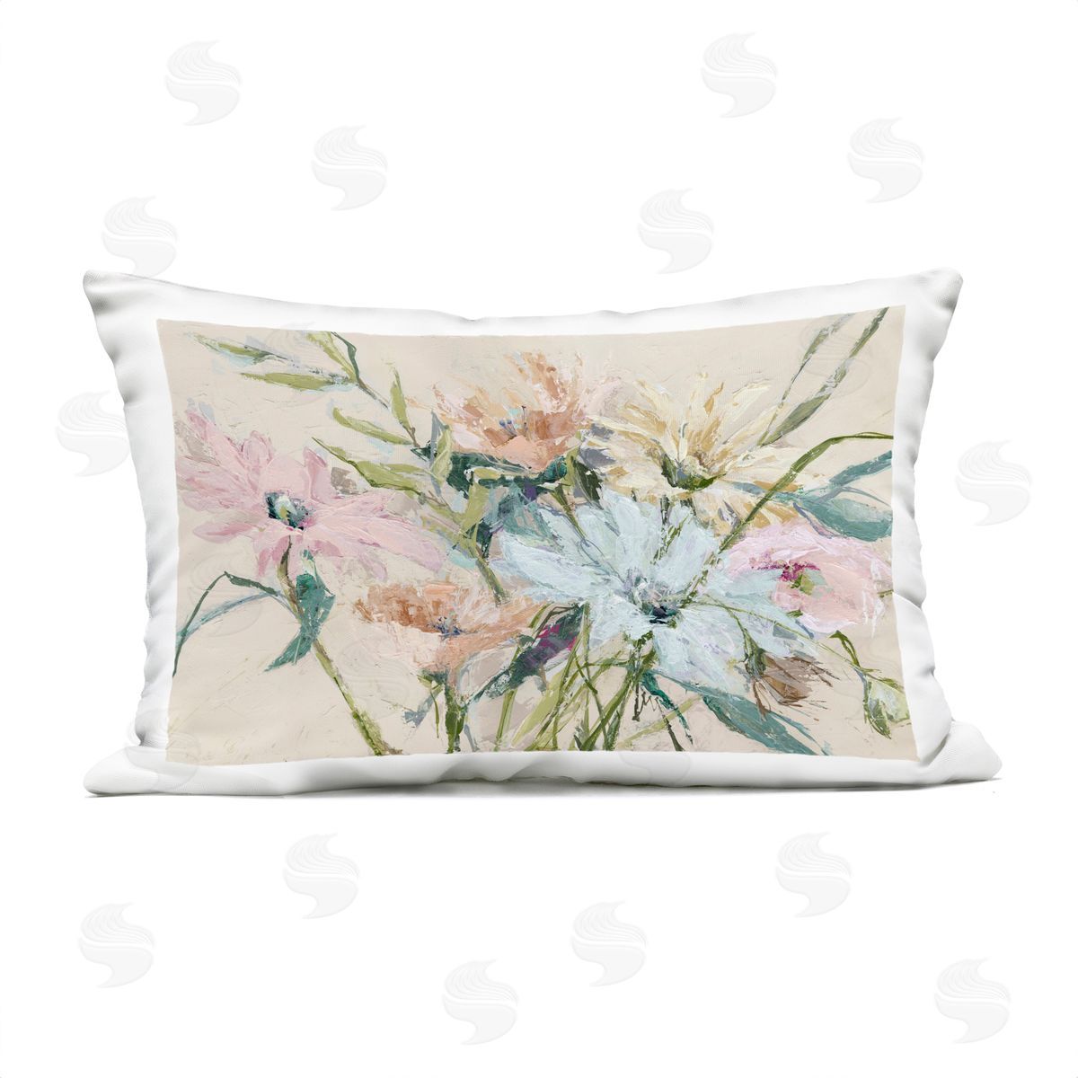 Susan Pepe Gentle Pastel Blossoms Plush Polyester Art Print Pillow