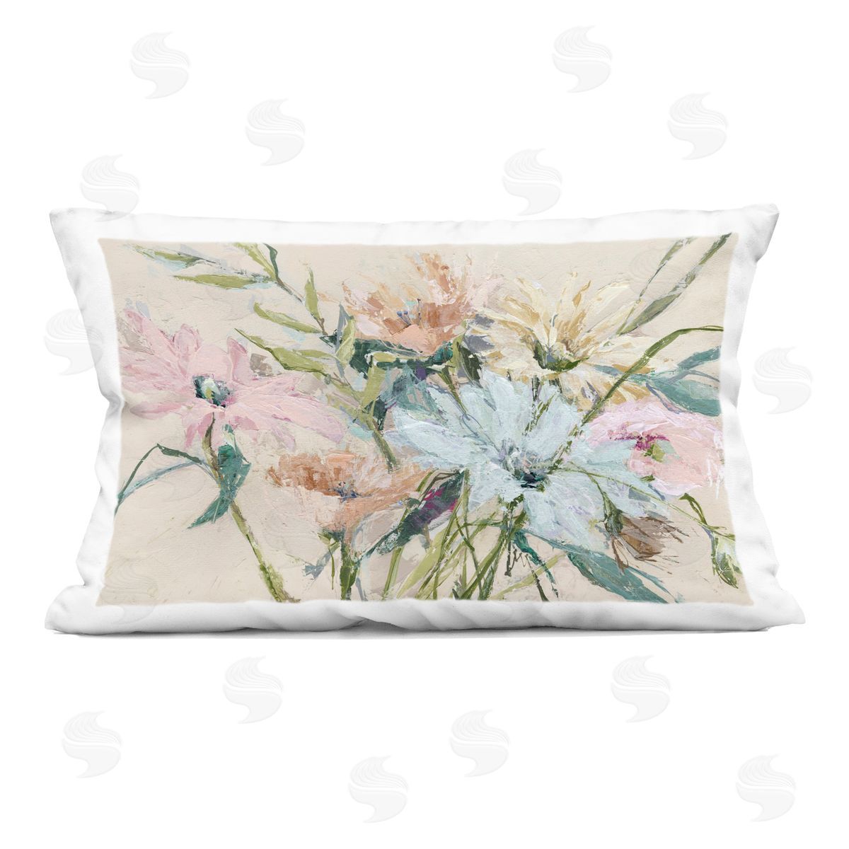 Susan Pepe Gentle Pastel Blossoms Plush Polyester Art Print Pillow