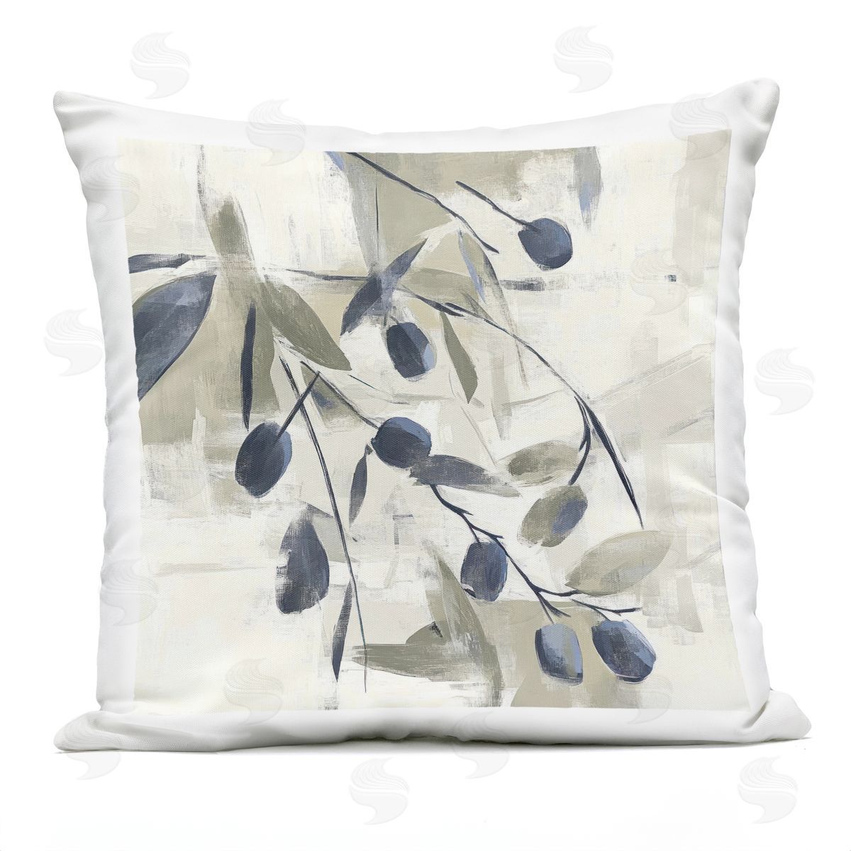 Mona Grace Mediterranean Green Botanicals Plush Polyester Art Print Pillow