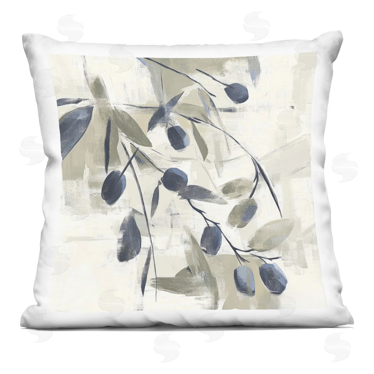Mona Grace Mediterranean Green Botanicals Plush Polyester Art Print Pillow