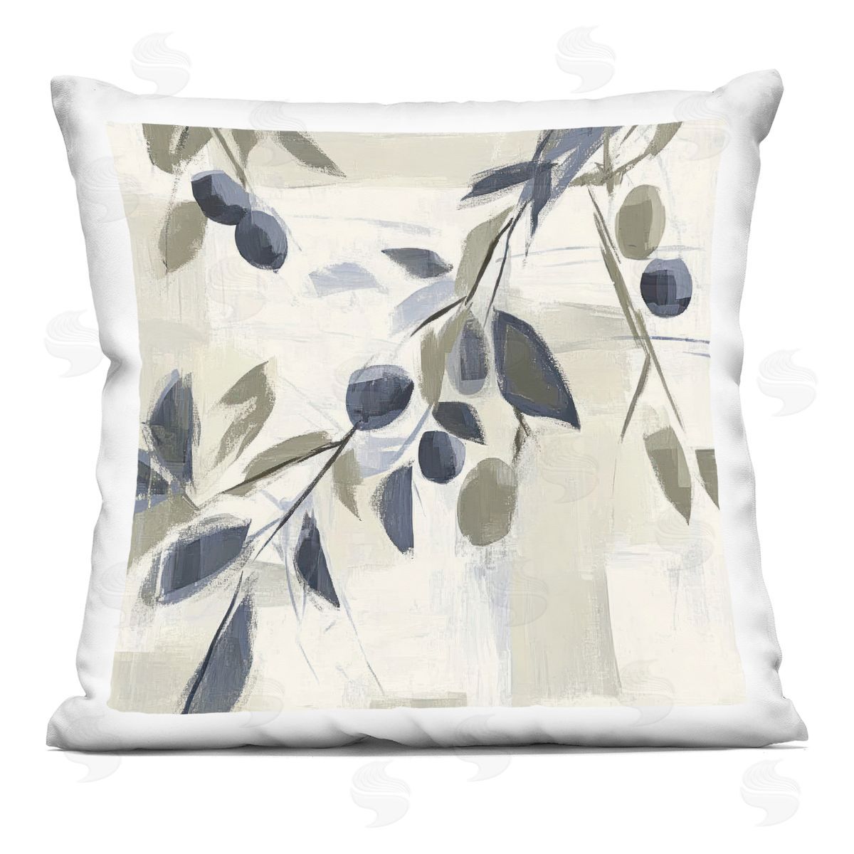 Mona Grace Soft Mediterranean Greenery Plush Polyester Art Print Pillow