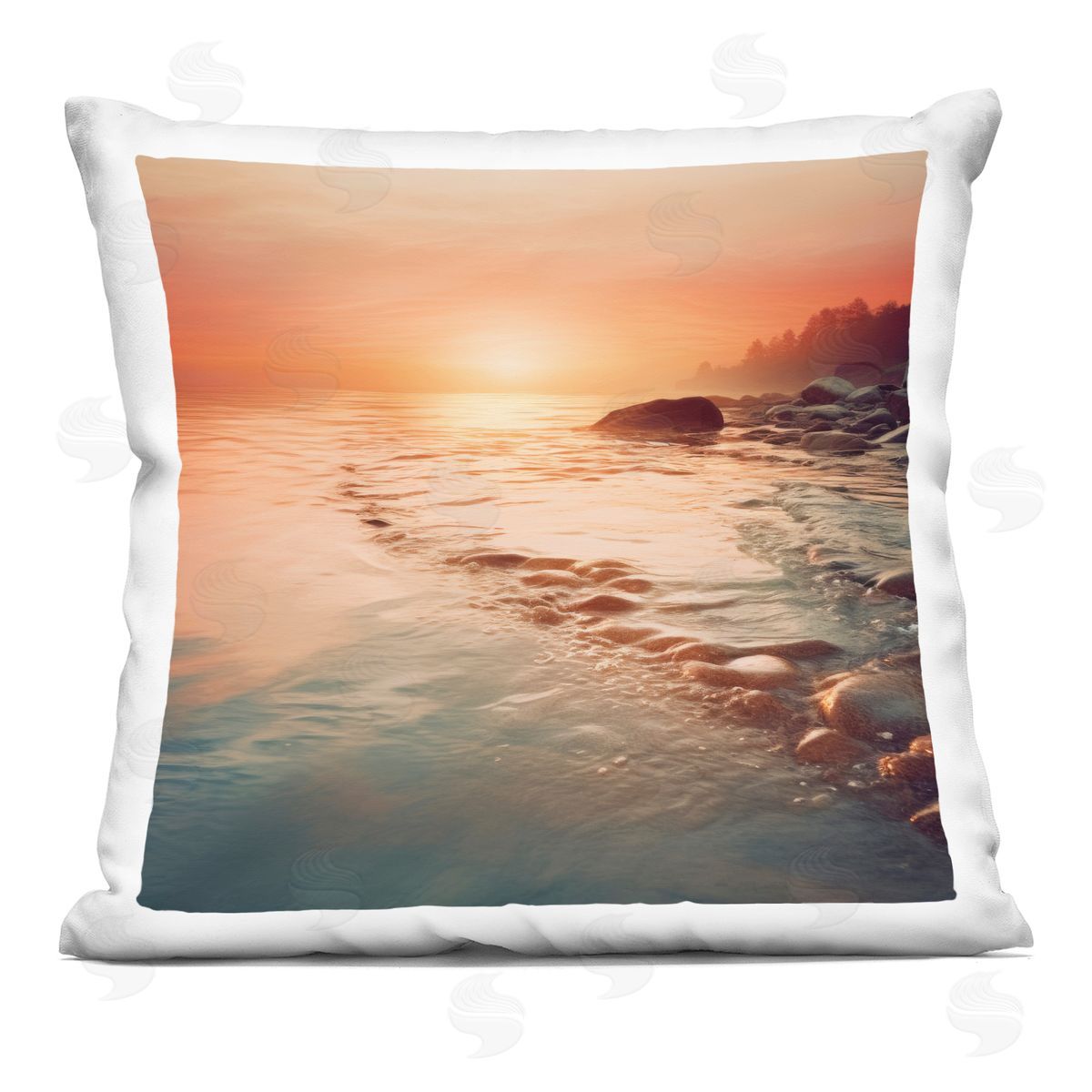 Lazar Studio Sunset Melodies at Sea Plush Polyester Art Print Pillow