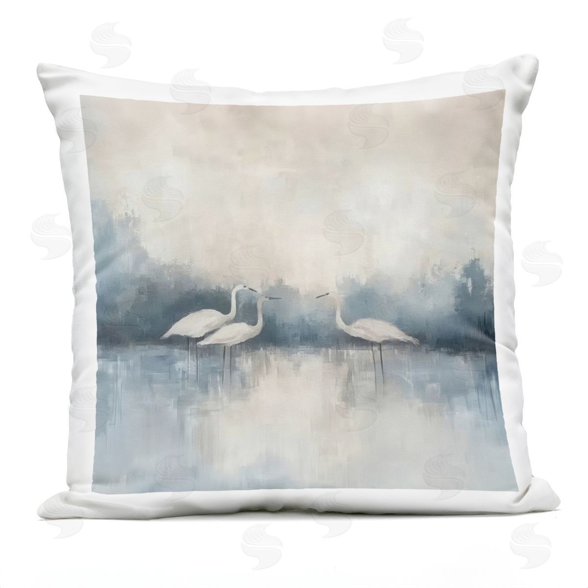 Mona Grace Swans in Still Waters Plush Polyester Art Print Pillow