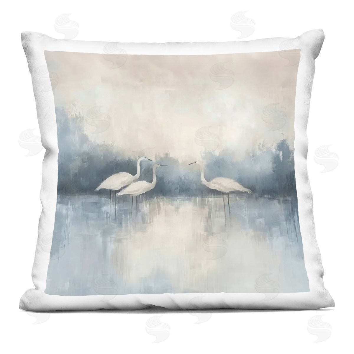 Mona Grace Swans in Still Waters Plush Polyester Art Print Pillow