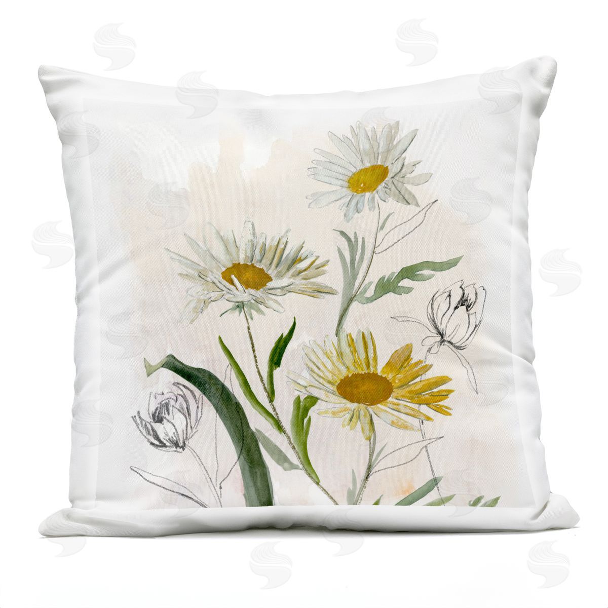Jacob Q Pure Simplicity Daisies Plush Polyester Art Print Pillow
