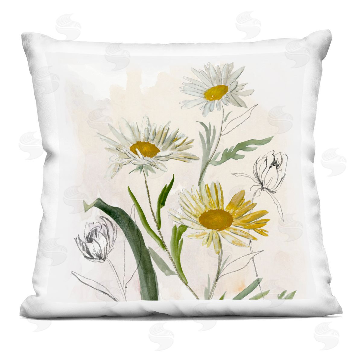 Jacob Q Pure Simplicity Daisies Plush Polyester Art Print Pillow