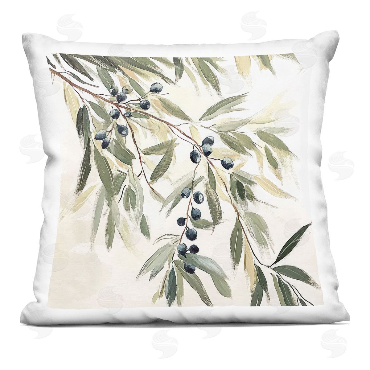 Mona Grace Olive Petals in Pastel Plush Polyester Art Print Pillow