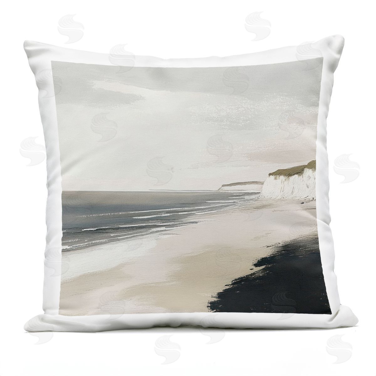 Mona Grace Soft Sands Seascape Plush Polyester Art Print Pillow