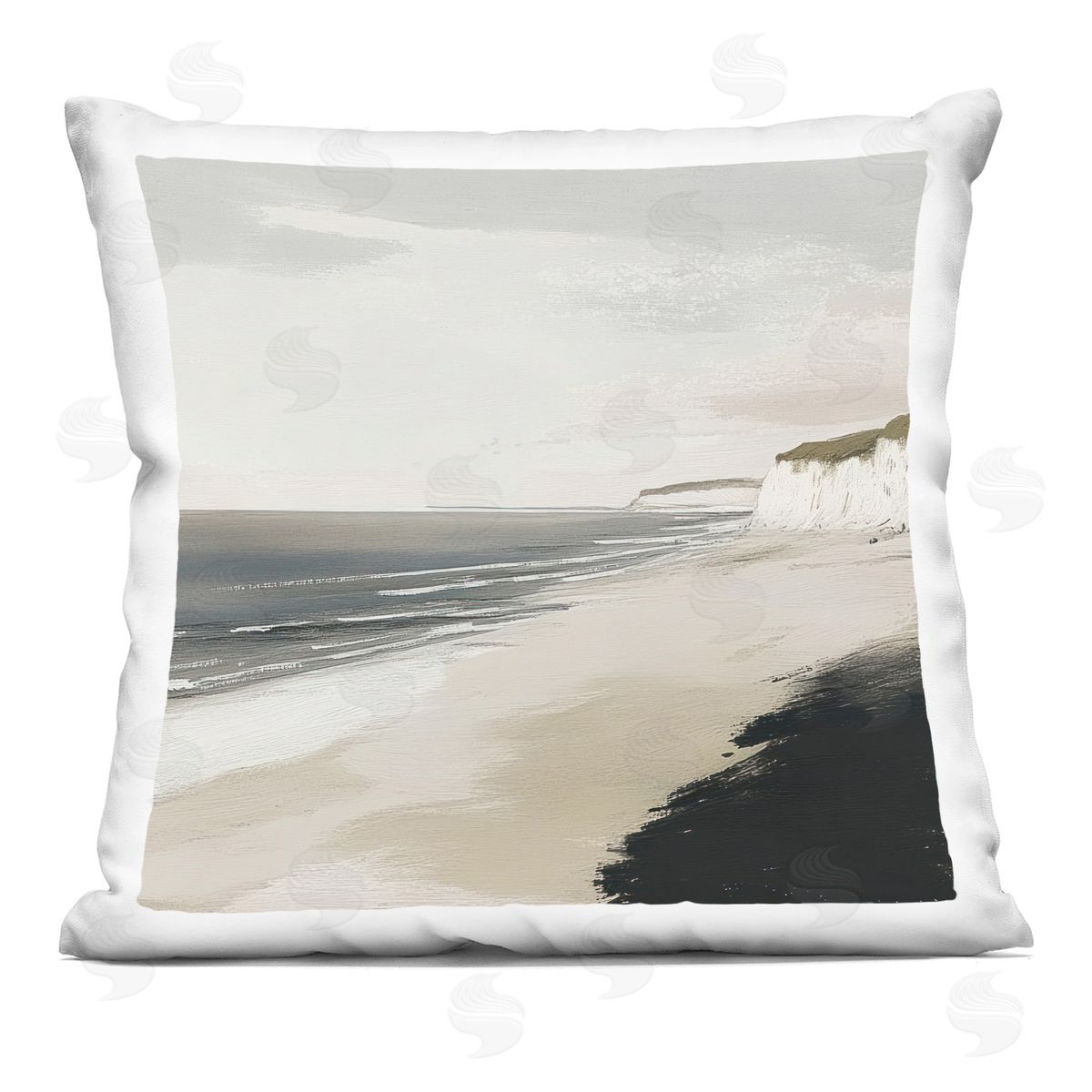 Mona Grace Soft Sands Seascape Plush Polyester Art Print Pillow
