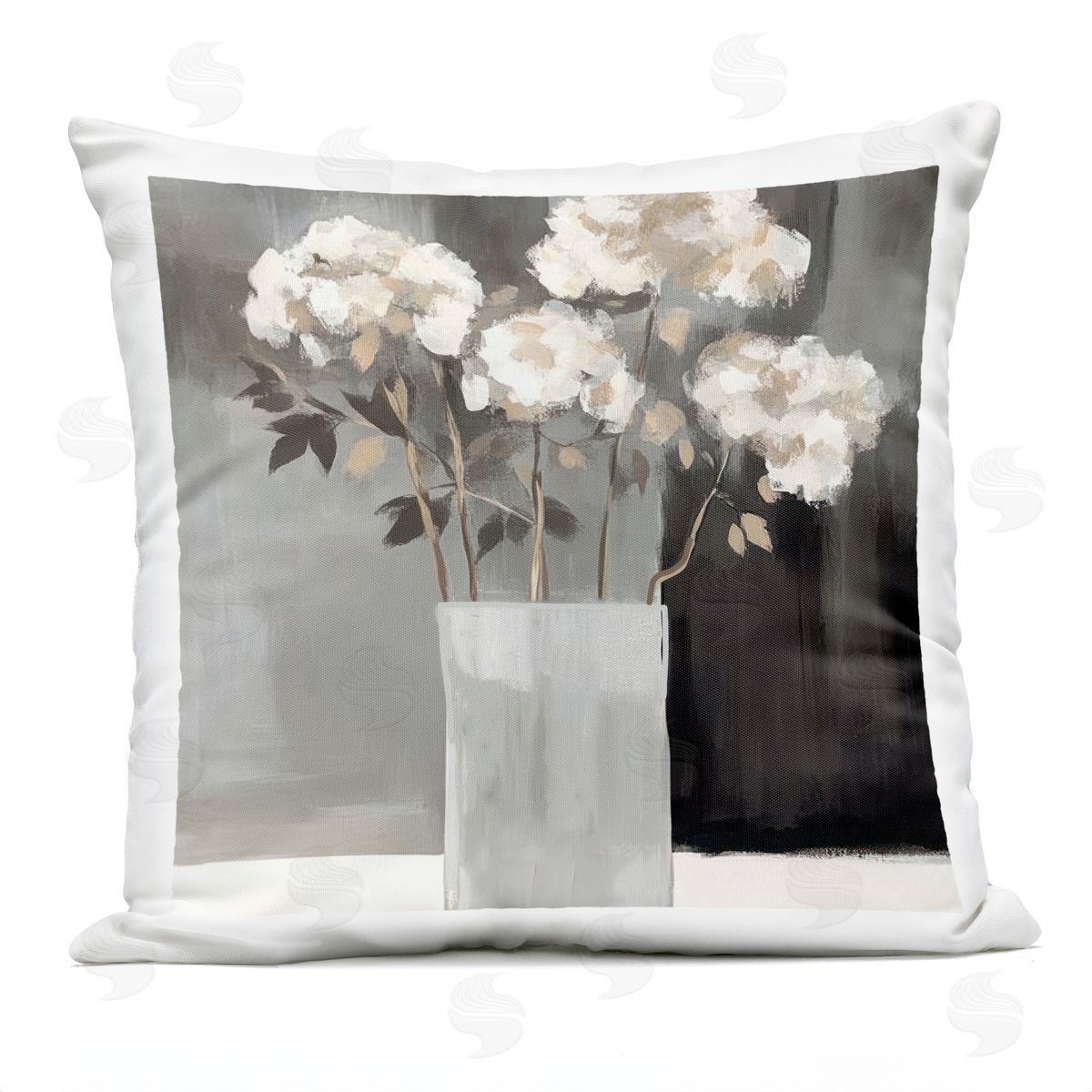Mona Grace Vase of Grace on Grey Plush Polyester Art Print Pillow