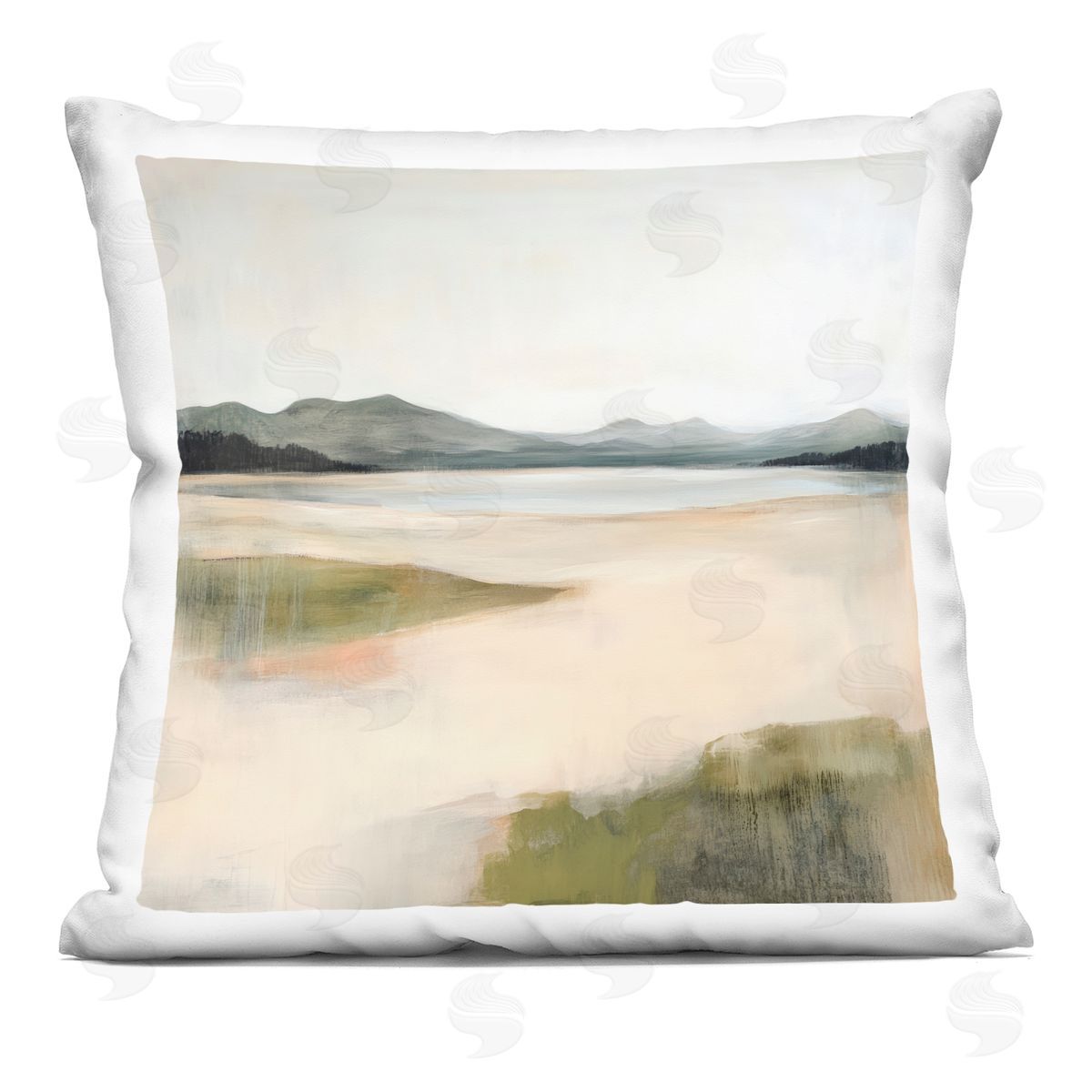 Raymond Powers High Mountain Lake Plush Polyester Art Print Pillow