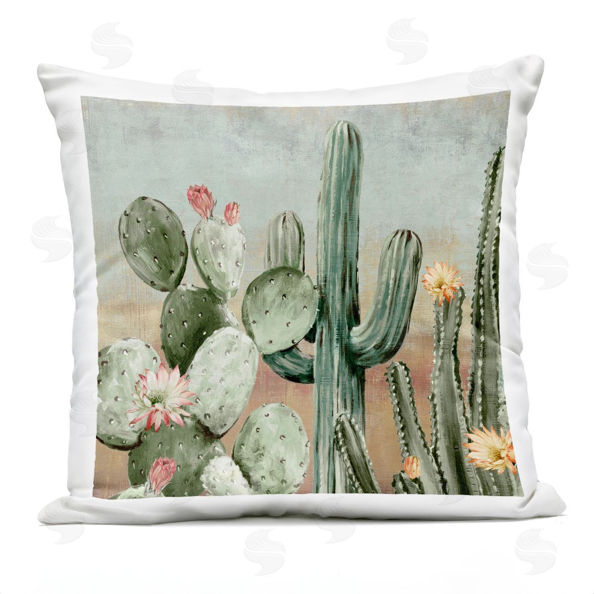 Luna Mavis Cacti Blooms Among Thorns Plush Polyester Art Print Pillow