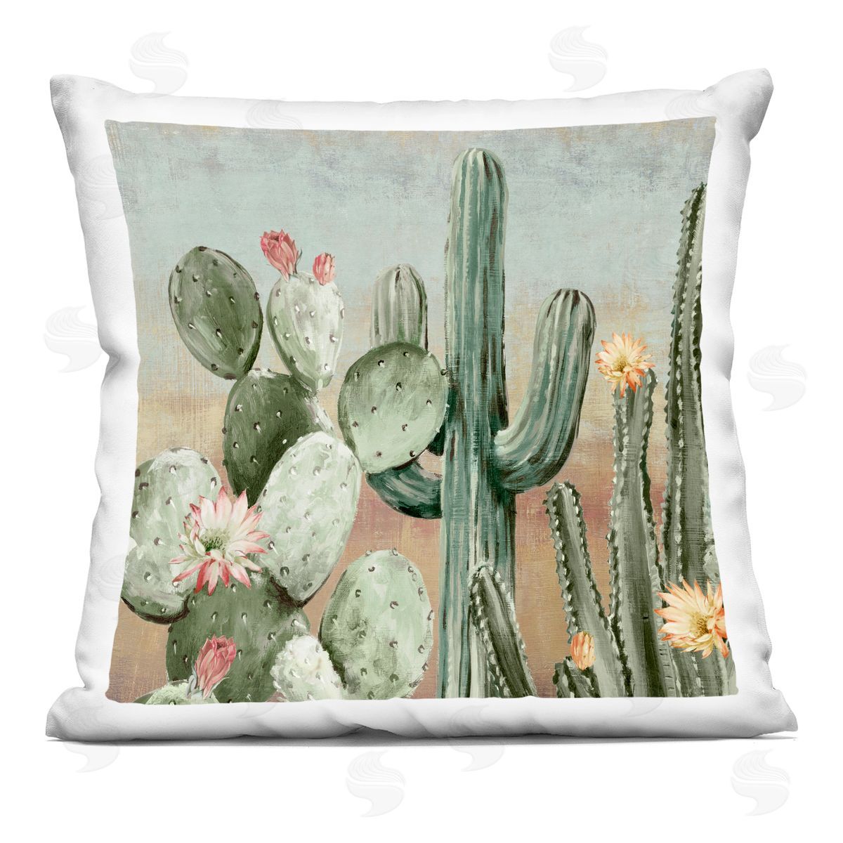 Luna Mavis Cacti Blooms Among Thorns Plush Polyester Art Print Pillow