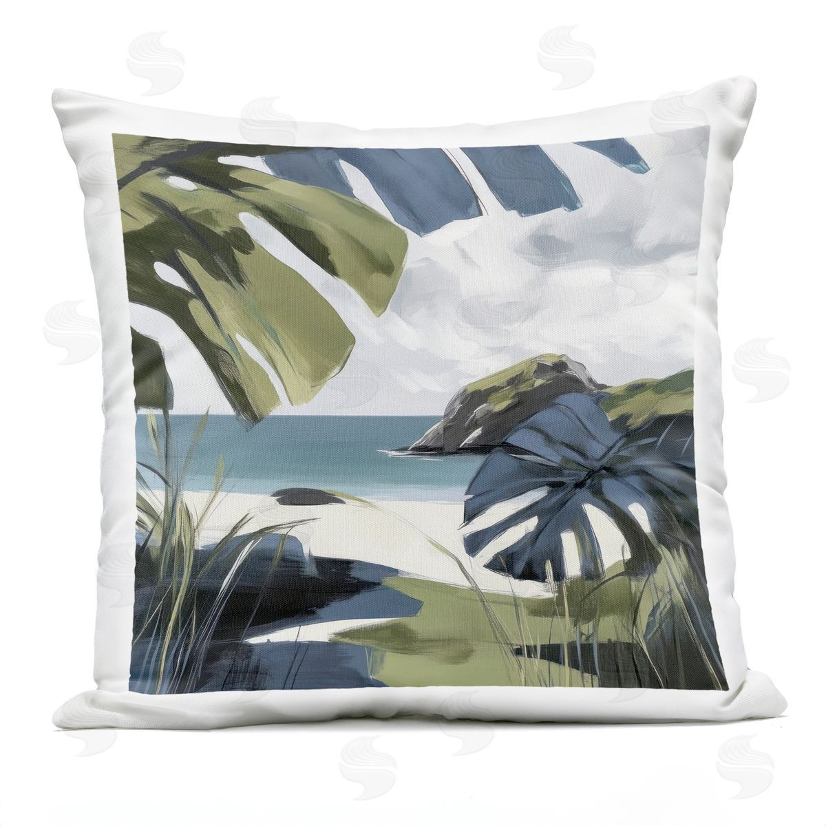 Elara Yasna Tropical Island Vibes Plush Polyester Art Print Pillow