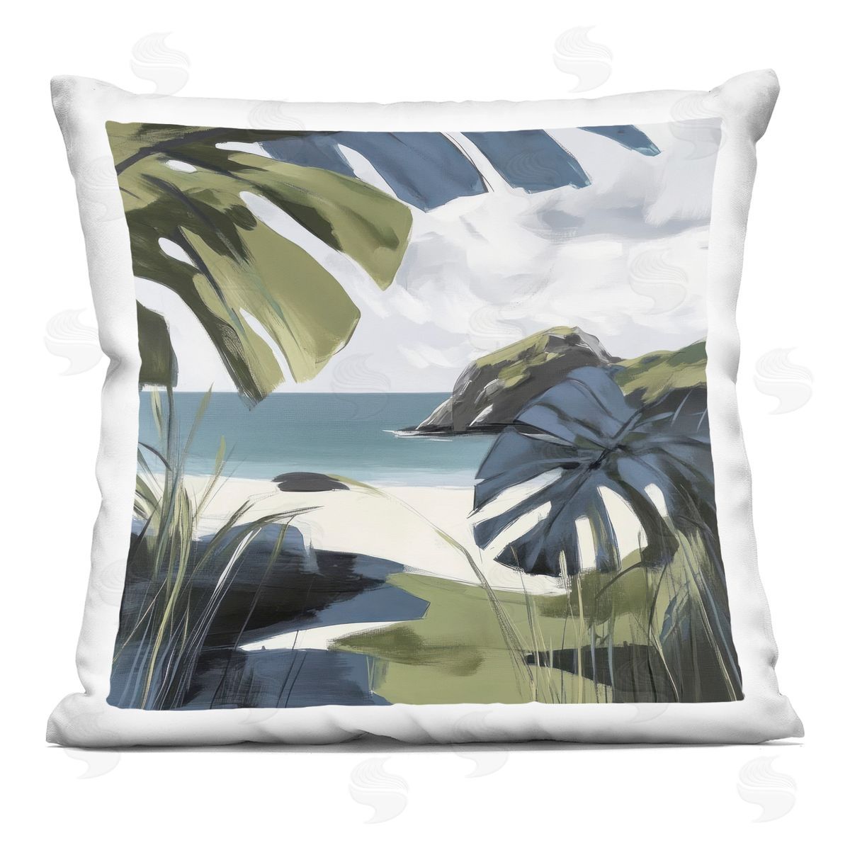 Elara Yasna Tropical Island Vibes Plush Polyester Art Print Pillow