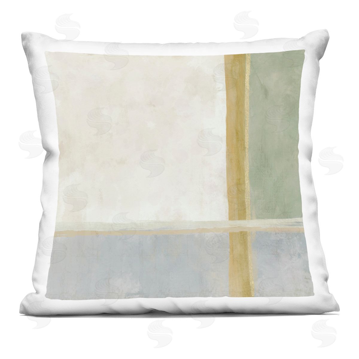J:L Design Neutral Linear Boxes Plush Polyester Art Print Pillow