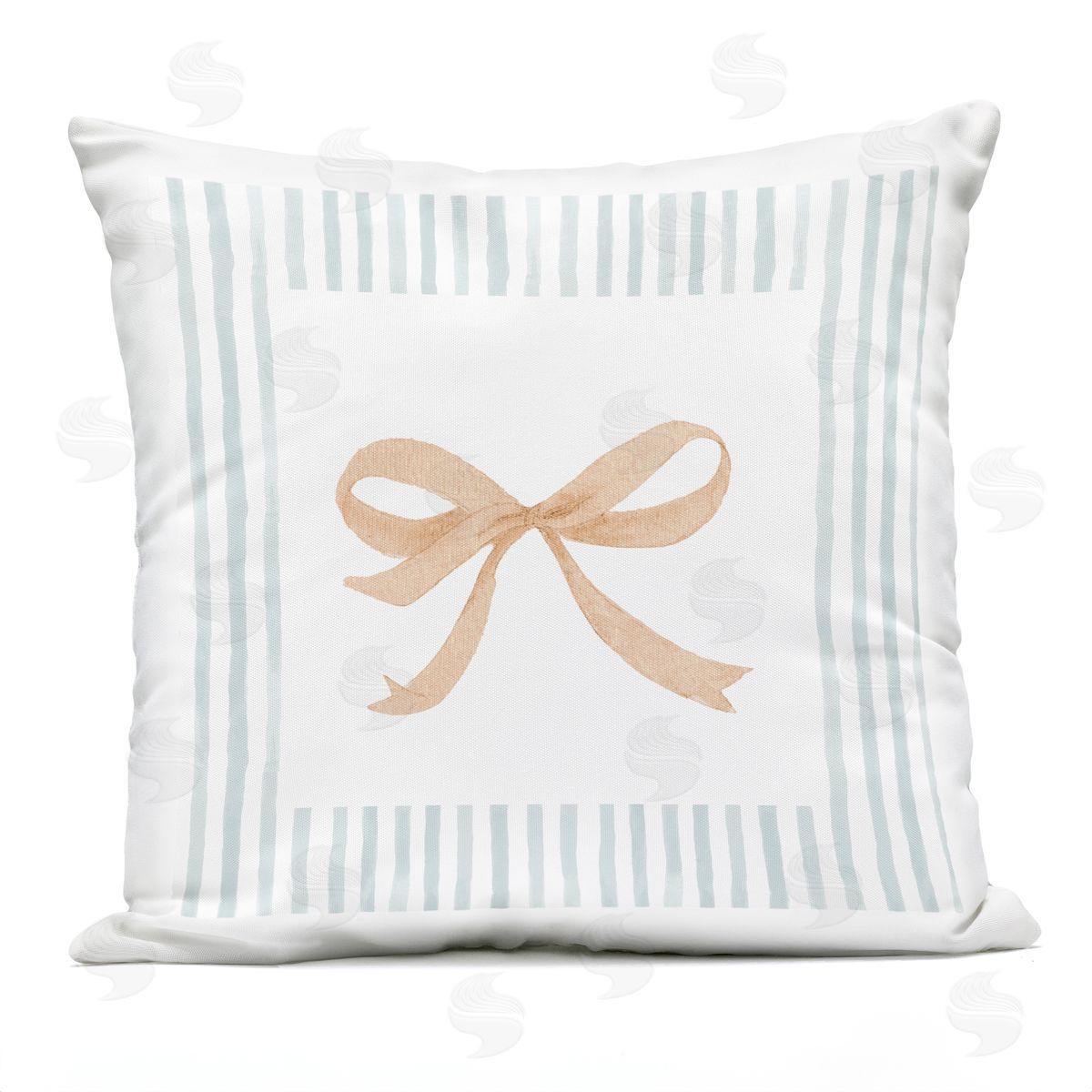 PATRICIA PINTO Chic Bow with Striped Border Plush Polyester Art Print Pillow