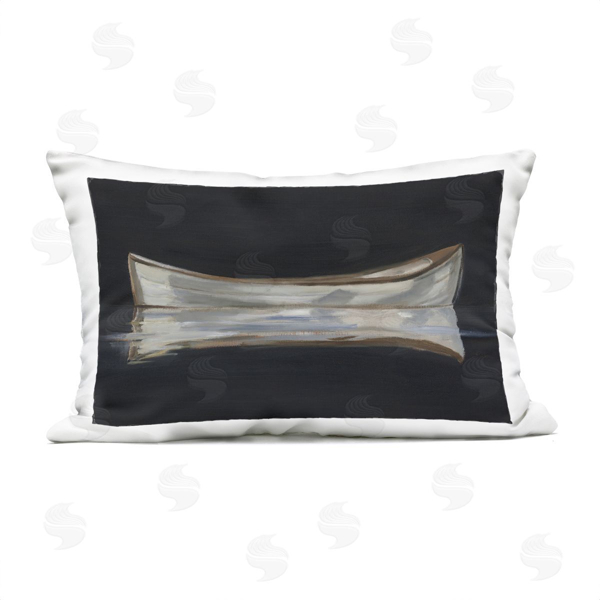 Ethan Harper Dark Canoe Reflection Plush Polyester Art Print Pillow