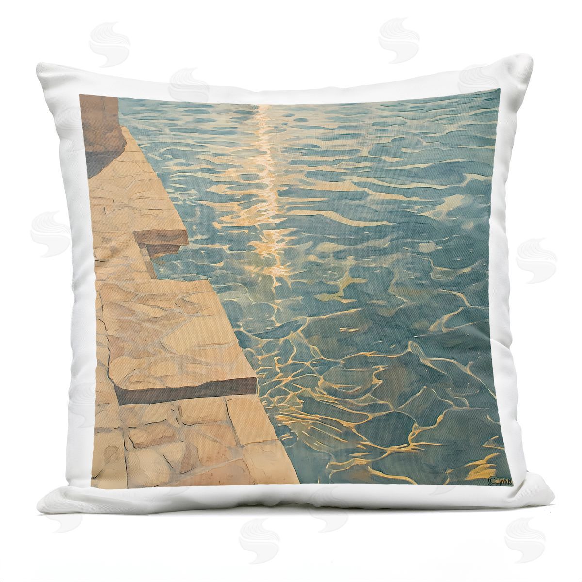 Walker Noble Sunlit Pool Reflection Plush Polyester Art Print Pillow