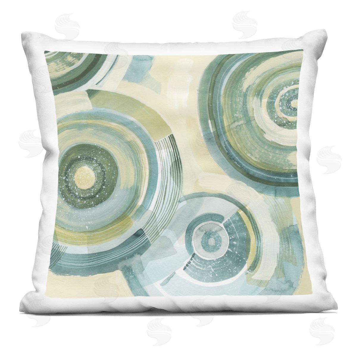 Grace Popp Yellow Passiflora Circles Plush Polyester Art Print Pillow
