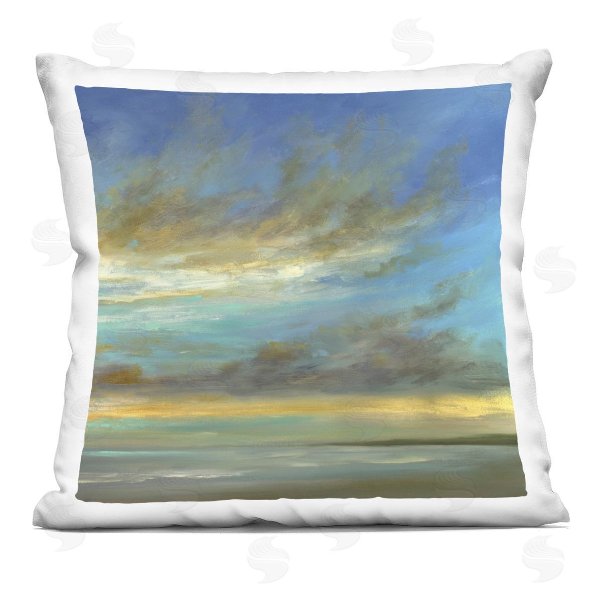 Sheila Finch Curved Sunlit Clouds Plush Polyester Art Print Pillow