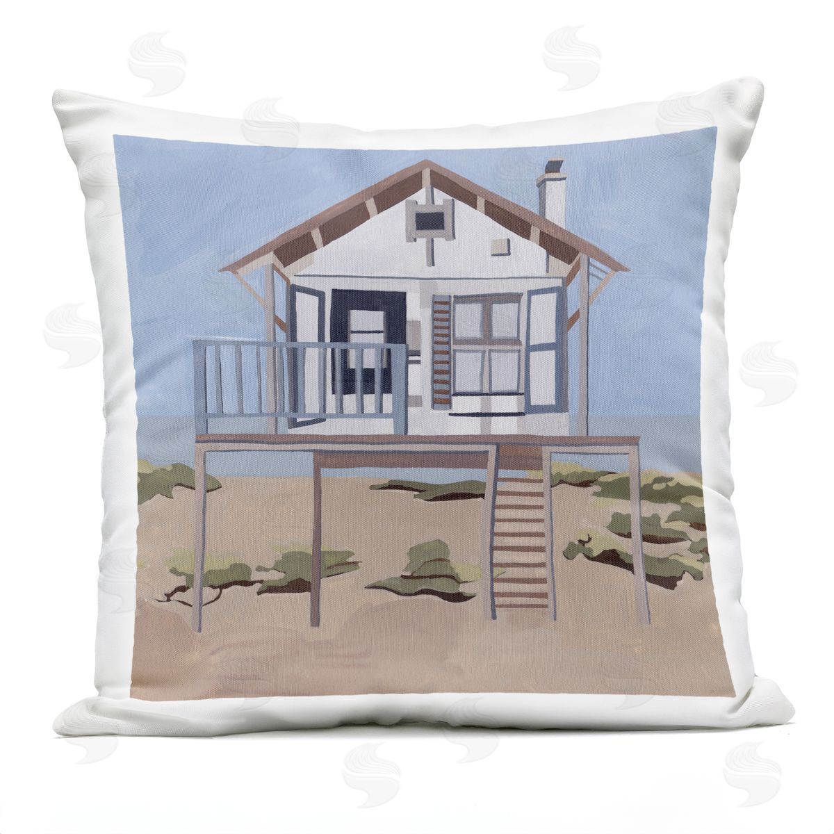 Melissa Wang Silent Shores Beach House Plush Polyester Art Print Pillow