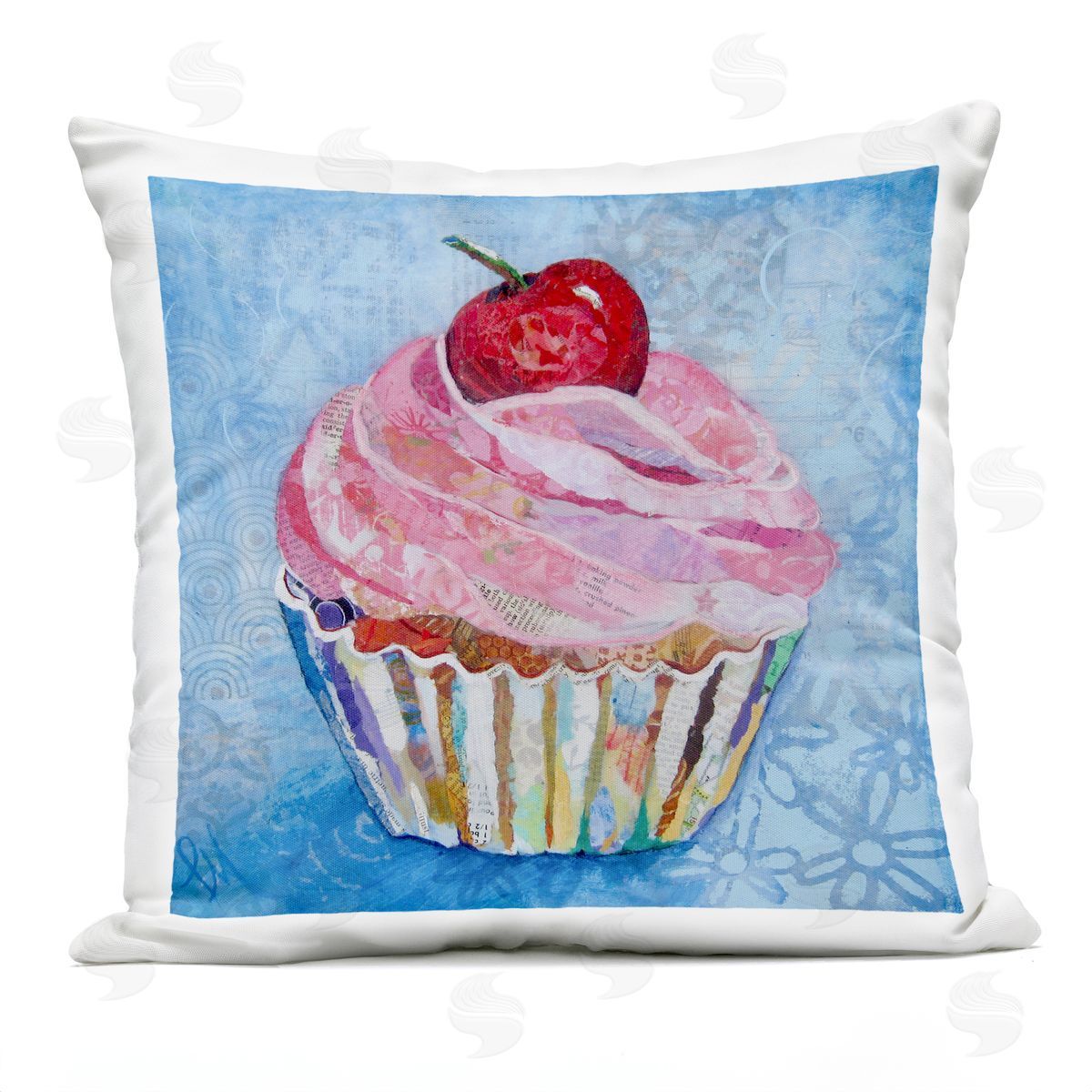 Lisa Morales Collage Patterned Cupcake Plush Polyester Art Print Pillow