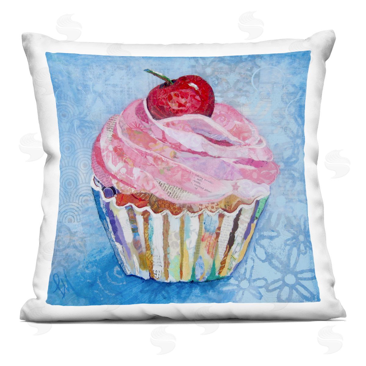 Lisa Morales Collage Patterned Cupcake Plush Polyester Art Print Pillow