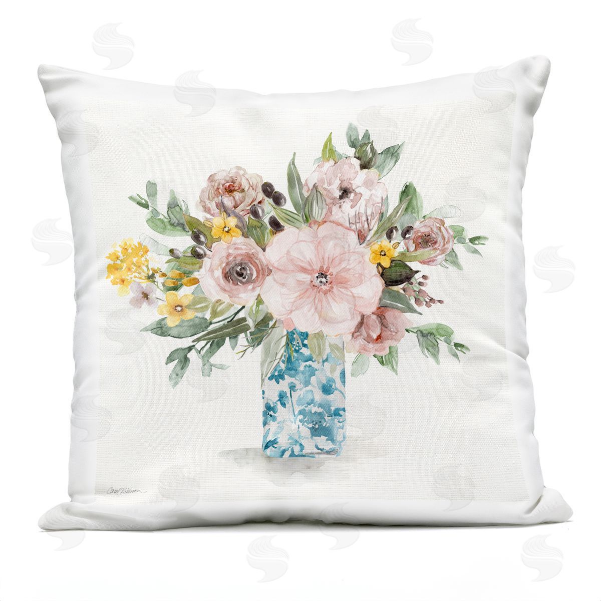 Carol Robinson Summer Chinoiserie Bouquet Plush Polyester Art Print Pillow