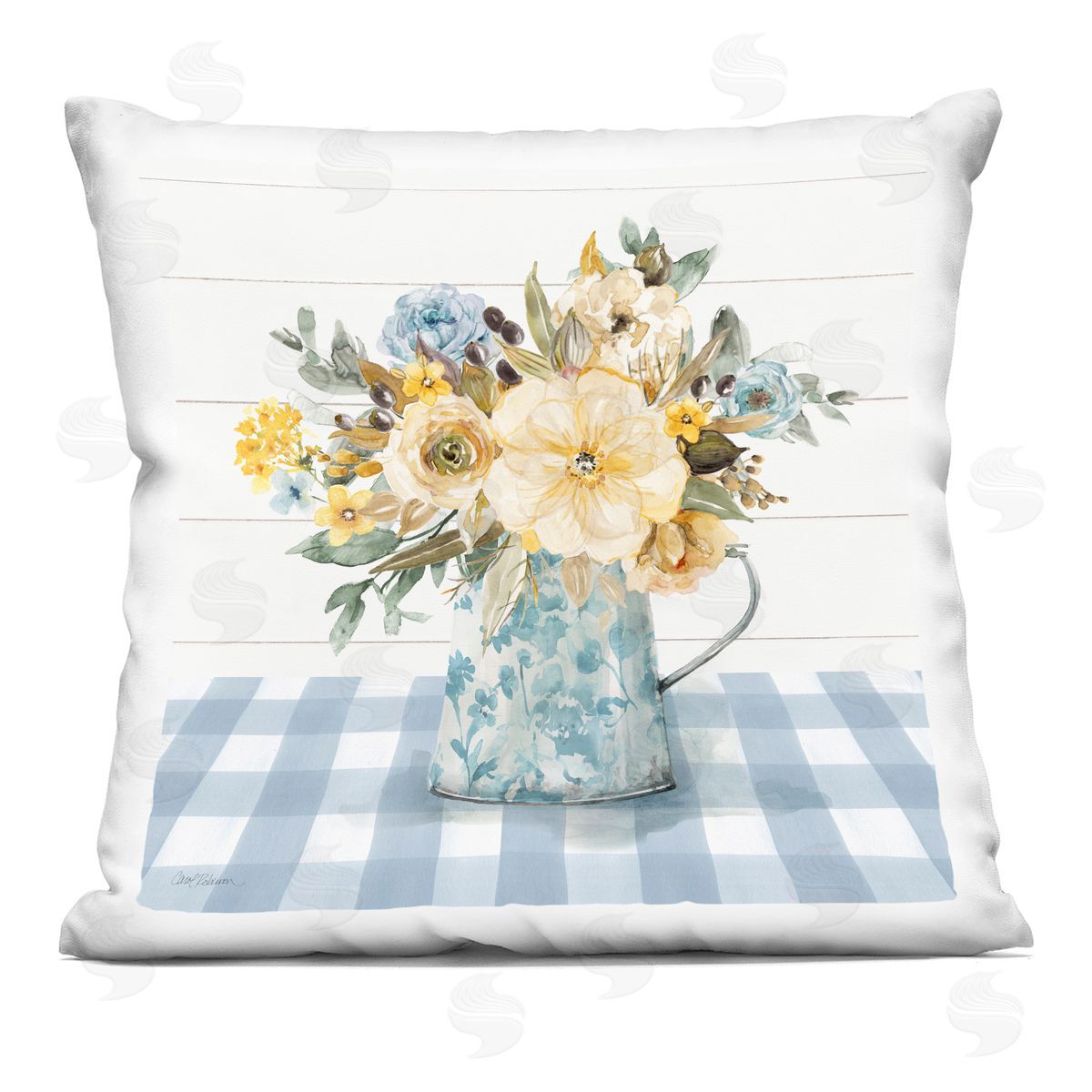 Carol Robinson Summer Bouquet Farmhouse Floral Plush Polyester Art Print Pillow