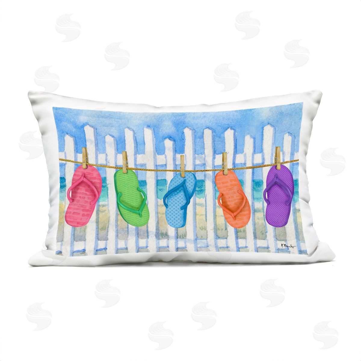Paul Brent Flip Flop Clothesline Plush Polyester Art Print Pillow