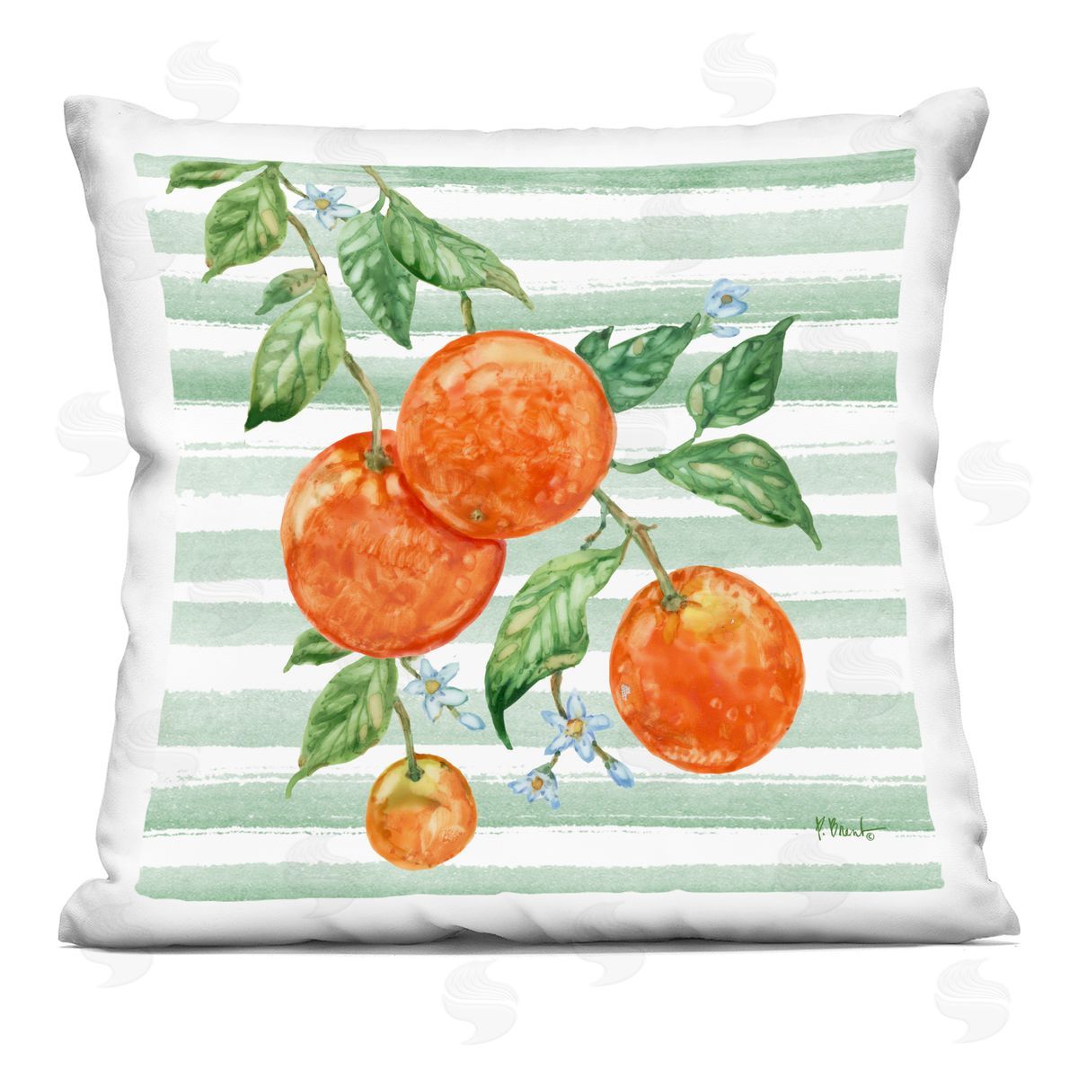 Paul Brent Juicy Orange Vine Plush Polyester Art Print Pillow