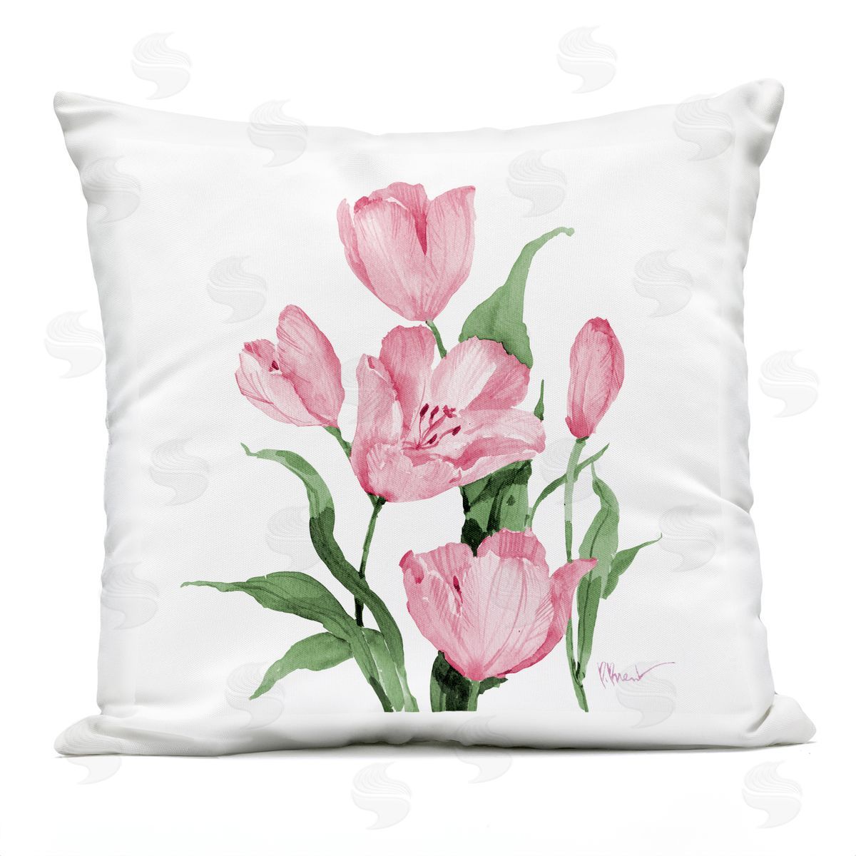 Paul Brent Province Tulips in Pink Plush Polyester Art Print Pillow