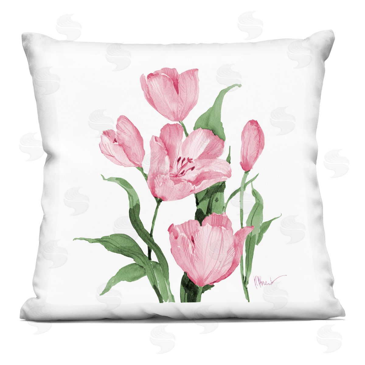 Paul Brent Province Tulips in Pink Plush Polyester Art Print Pillow