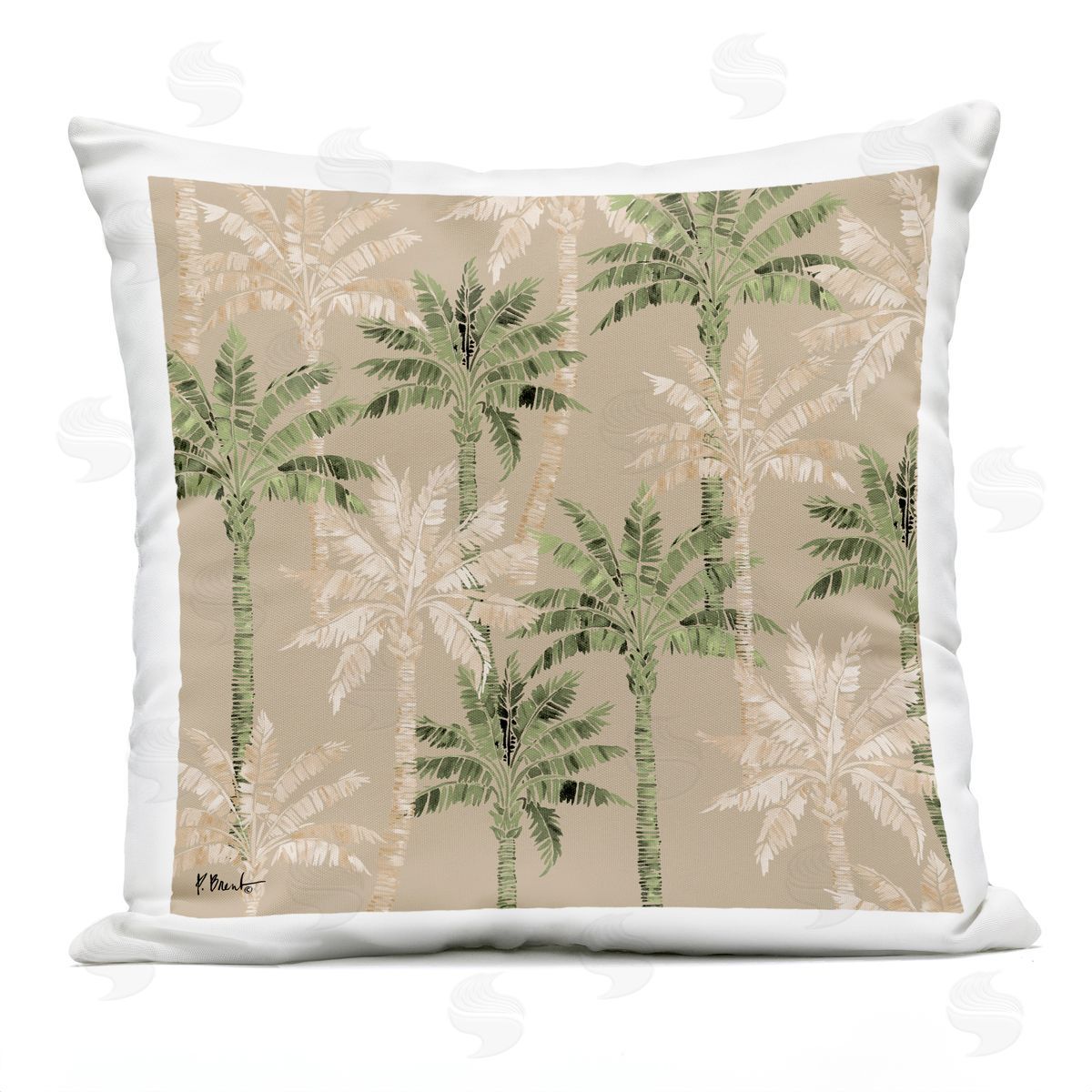 Paul Brent Hollywood Palms Pattern Plush Polyester Art Print Pillow