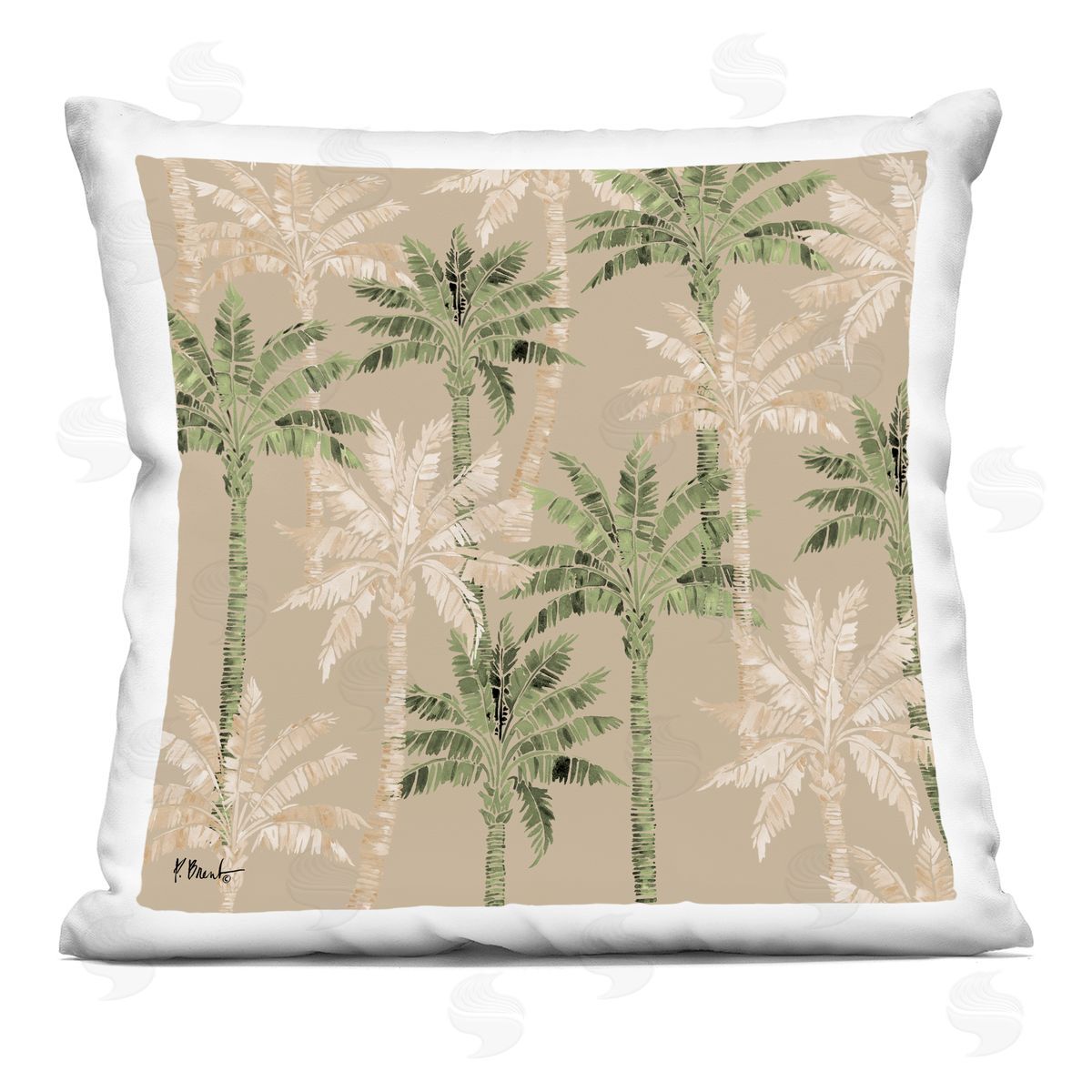 Paul Brent Hollywood Palms Pattern Plush Polyester Art Print Pillow