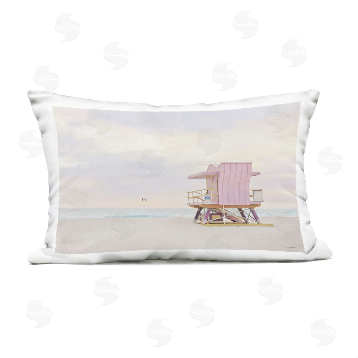 Seven Trees Design Pink Paradise Beach Plush Polyester Art Print Pillow