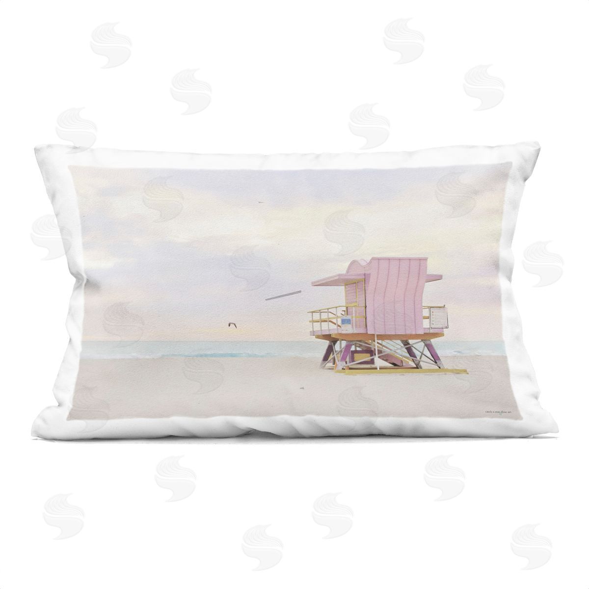 Seven Trees Design Pink Paradise Beach Plush Polyester Art Print Pillow