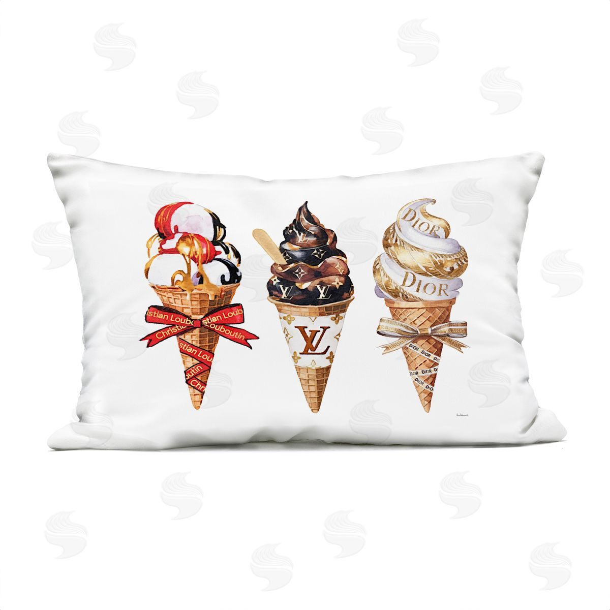 Amanda Greenwood Luxury Gourmet Ice Cream Plush Polyester Art Print Pillow